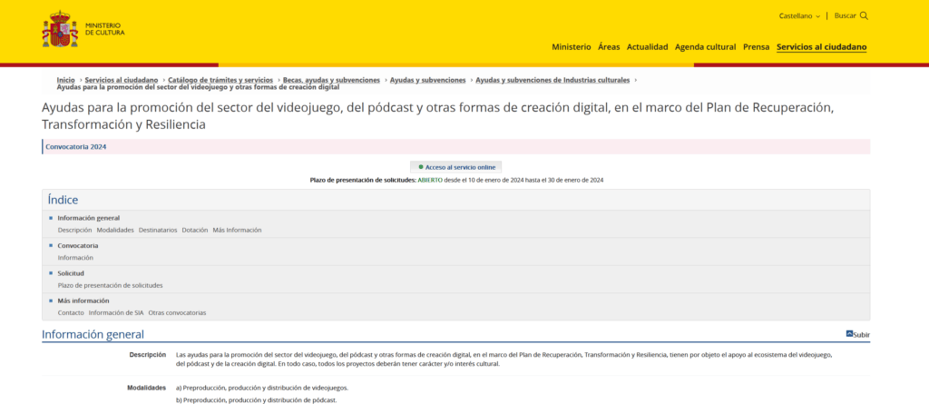Ayudas para la promoción del sector del videojuego, del pódcast y otras formas de creación digital 2024