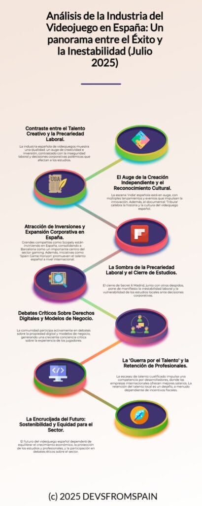 Análisis Industria videojuego España 13-20 julio 2025 a traves de infografia