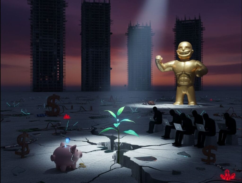Análisis Industria videojuego España 8 a 14 de Septiembre 2025 : Una planta pequeña y verde crece con dificultad a través de una grieta en el hormigón, simbolizando la lucha de los estudios por la financiación.