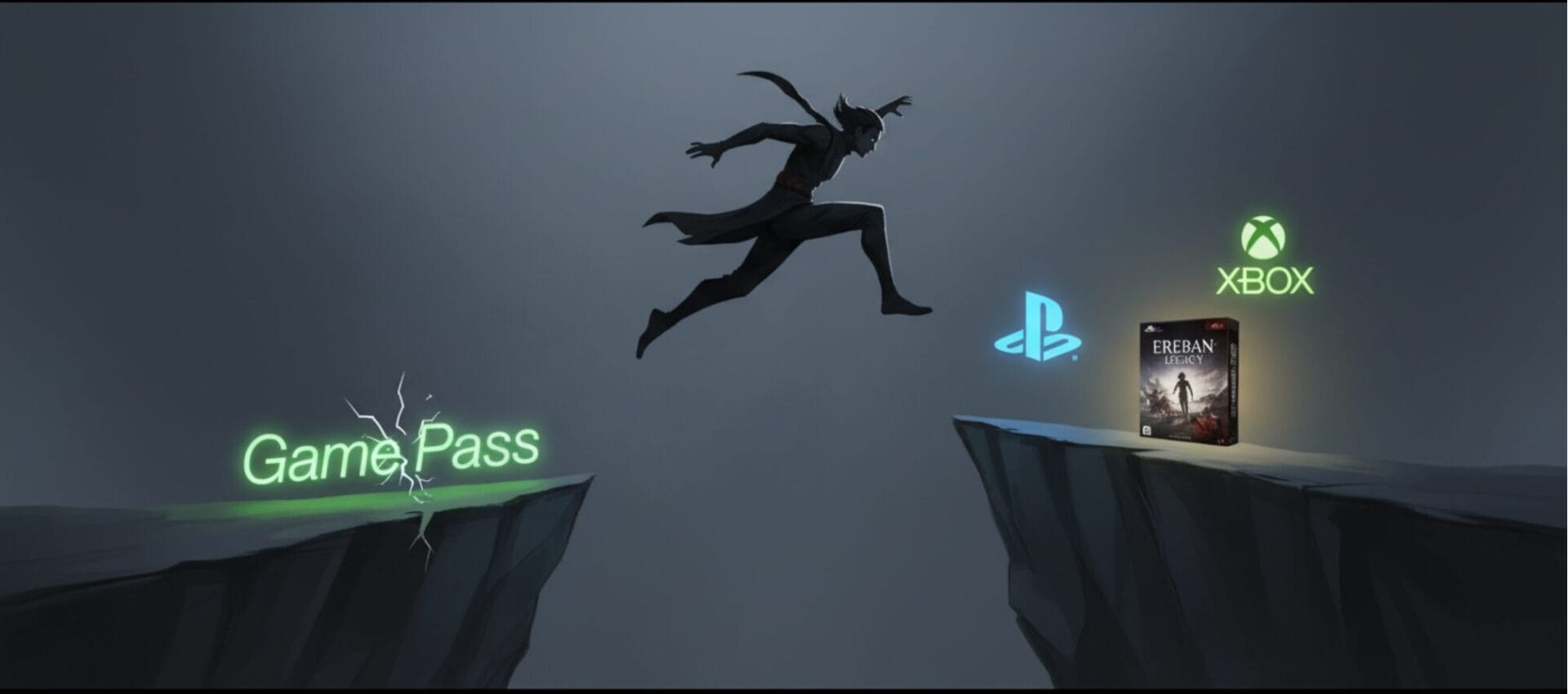  Concept art del personaje de Ereban: Shadow Legacy logrando un salto difícil, simbolizando la superación del estudio tras un cambio en el acuerdo de publicación.